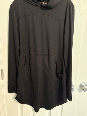 Avalanche Black Hoodie dress  with Coral Logo Print